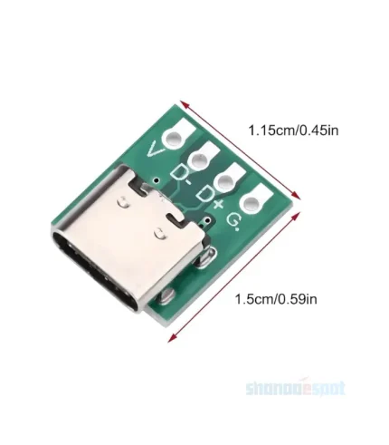 USB 3.1 Type-C 4-Pin Female Connector Breakout Board